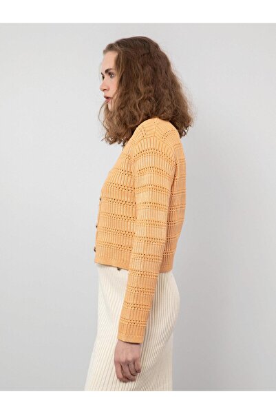 Serianno Organik Pamuk Karışımlı Varak Baskılı Ve Düğme Detaylı Hırka Hrk9804somon