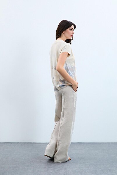 Serianno Çiçek Baskılı Metalik İp Detaylı Kazak