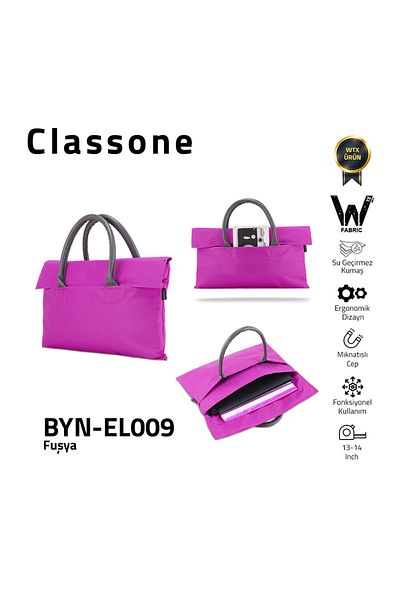 Classone حقيبة يد ماك بوك إير والكمبيوتر المحمول مقاس 13-14 بوصة (حقيبة حمل) باللون الفوشيا