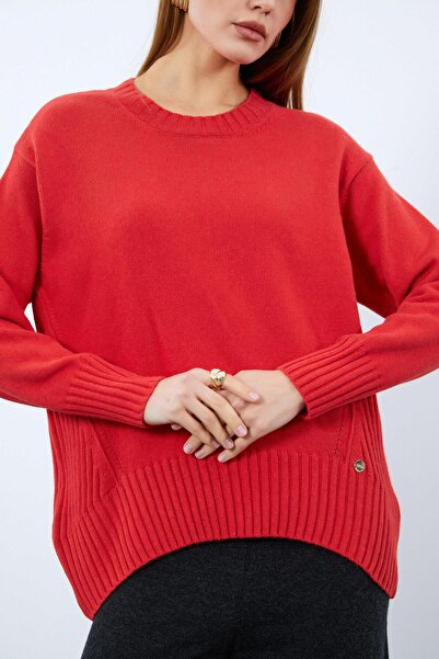 Serianno Organik Pamuk ve Yün Karışımlı Örgü Detaylı Bisiklet Yaka Kazak