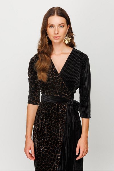 Moda İlgi Modailgi Double Breasted Belted Midi Dress Brown