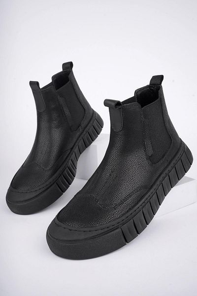 MUGGO Ανδρικές casual μπότες με χοντρή σόλα από γνήσιο δέρμα με εγγύηση Rush
