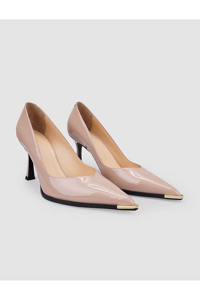 Cabani 100% Genuine Leather Powder Patent Leather Women's Heeled Shoes