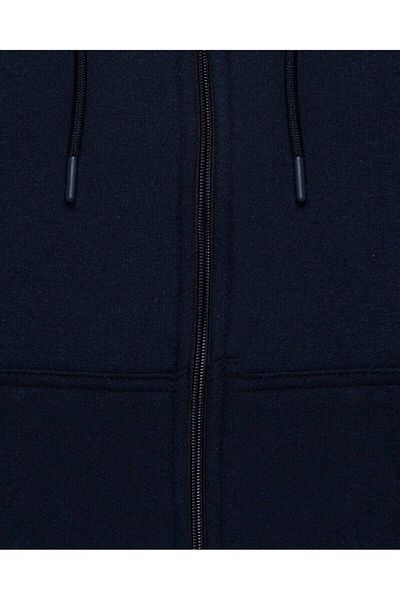 SÜVARİ Navy Blue 3 Thread Hooded Zippered Sweat Cardigan