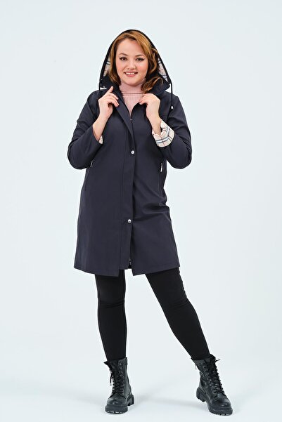 GLR&GYM SEMRA KADIN BÜYÜK BEDEN ASTARLI MEVSİMLİK TRENÇKOT