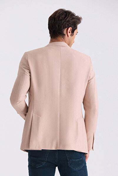 Jakamen Bej Slim Fit Sivri Yaka Yazlık Spor Ceket