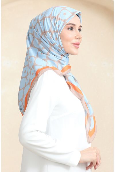 sefamerve Μαλακό βαμβακερό κασκόλ Mink Baby Blue - 19090-12