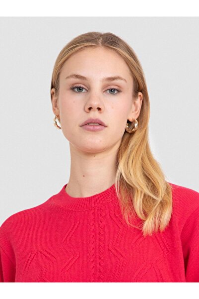 Serianno Kaşmir Karışımlı Örgü Oyunlu Kazak KZK6130FUŞYA