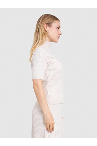 Serianno %100 Organik Yün Fitilli Yüksek Yaka Kazak KZK8678TAS