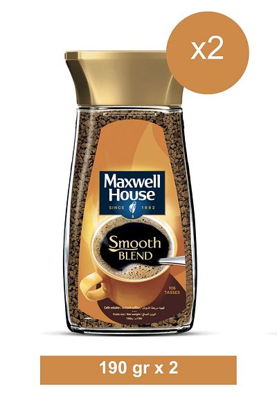 Maxwell House Smooth Blend Instant Coffee 190g x2