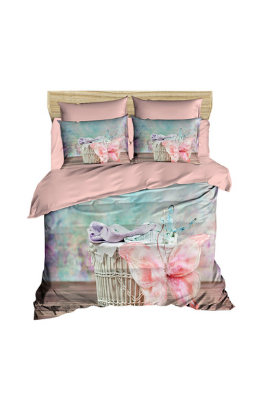 Fabeteks Basket and Butterfly 3D Digital Double Duvet Cover Set