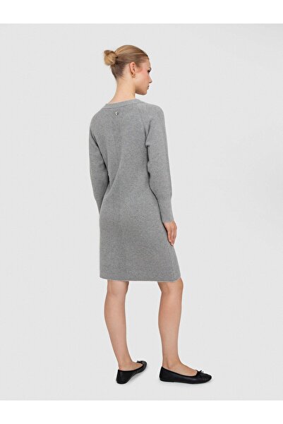 Serianno Yün Karışımlı Tüvit Örgü Elbise Elb7524grı