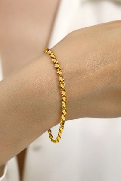 Altınkesesi 14 Ayar Altın Pullu Parlak Halep Bileklik Sarı 4 Mm