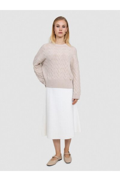 Serianno Kablo Örgü Bisiklet Yaka Kazak KZK8432BEJ