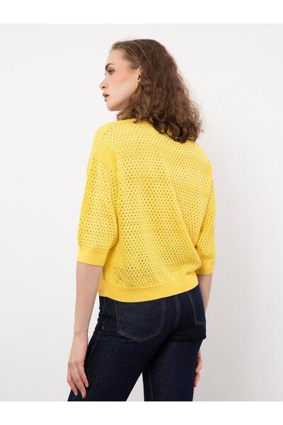 Serianno Organik Pamuk Karışımlı Ajurlu Kazak Kzk9364sarı
