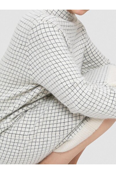 Serianno Kareli Metalik Tüylü Balıkçı Yaka Elbise Elb8462kemık