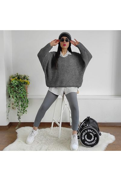 Altı Üstü Butik Pulover tricotat cu maneca liliac