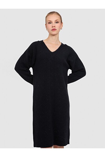 Serianno Yün Karışımlı Tüvit Örgü Elbise Elb7524sıyah