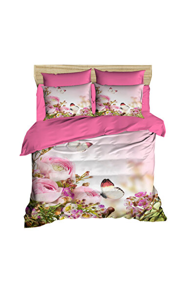 Fabeteks Roses and Butterflies 3D Digital Double Duvet Cover Set