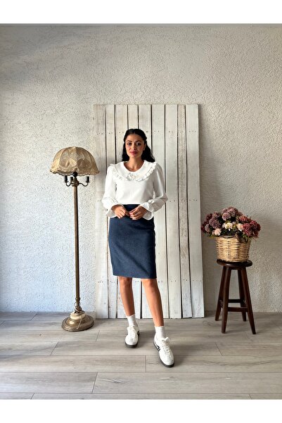 KÜÇÜĞÜM BUTİK Indigo Blue Short Skirt