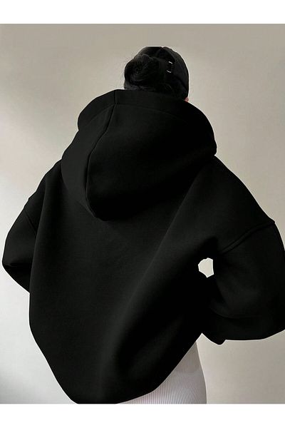 Deocept Hanorac oversize unisex, cu decolteu în V, cu glugă, cu mânecă de bază