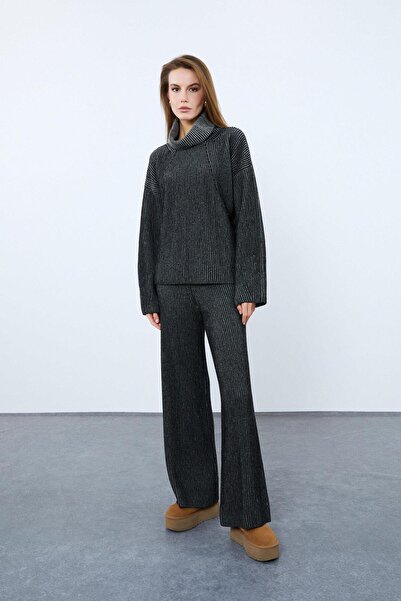 Serianno Kaşmir ve Yün Karışımlı Yüksek Bel Bol Paça Pantolon
