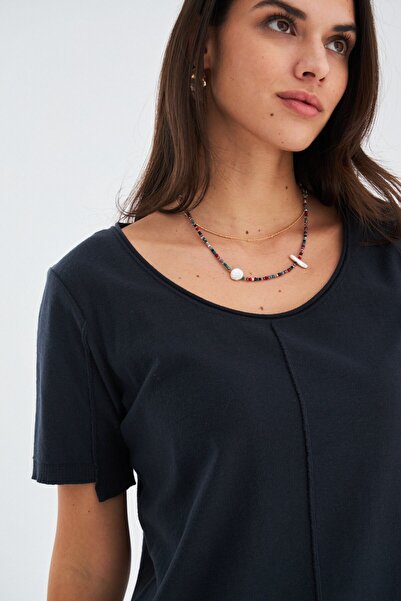 Peraluna Anthracite Cotton Thin Summer Women's Knitwear Dress