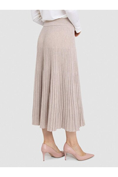 Serianno Kaşmir ve Yün Karışımlı Piliseli Etek ETK8094BEJ