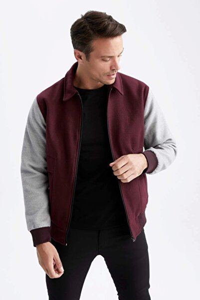 DeFacto Y5896 Oversize Fit Shirt Collar Stamped Bomber Jacket