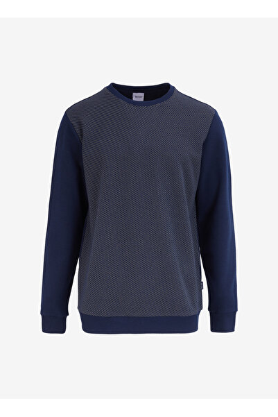 Mustang Bisiklet Yaka Lacivert Erkek Sweatshırt M4WM-SWT -1909