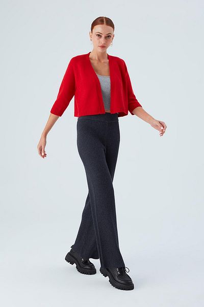 Peraluna Reglan Sleeve Cashmere Blend Short Women's Knitwear Bolero - Red