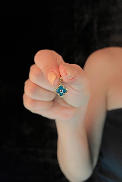 Fiyonk Kuyumculuk 14 Ayar Altın Nazarlık Detaylı Yonca Kolye Ucu