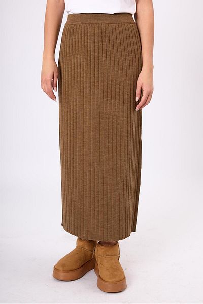 Peraluna Fusta Molly Midi Knitwear - Rib Brown Melange