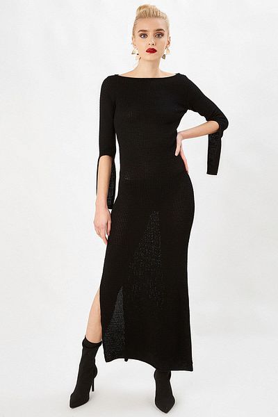 Peraluna Rochie de seara lunga fara spate - Neagra