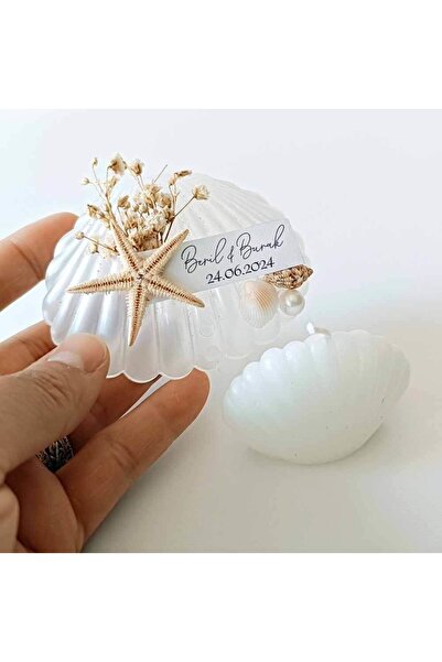 Mekece Nikah Şekeri İstiridye Kutu İçinde İstiridye Mum Nks-212 - 50 Adet