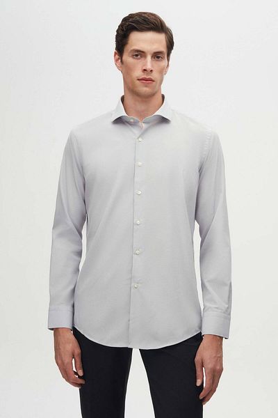 D'S Damat Graue Slim-Fit-Krawatte mit italienischem Kragen, lange Ärmel, leicht zu bügeln, atmungsaktiv, A