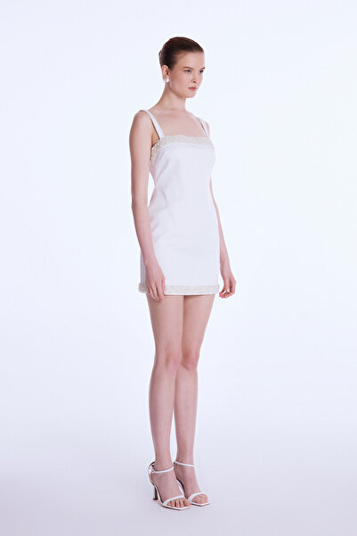 adL Night Zoom Taş Detaylı Askılı Mini Elbise