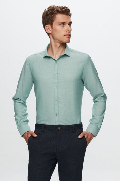Twn Slim Fit Πράσινο πουκάμισο Oxford