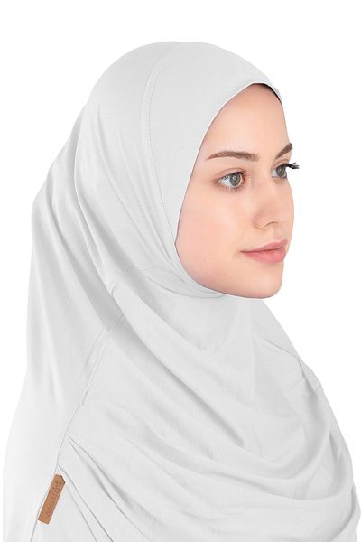 Ecardin St406-Λευκό Άνετο Σάλι Τουρμπάνι Hijab 02