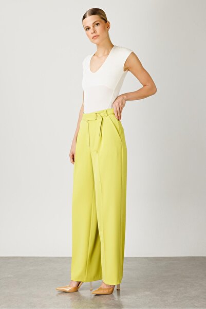 Moda İlgi Acid Modailgi Belt - Metal Buckle and Belted Pleated Trousers 7571