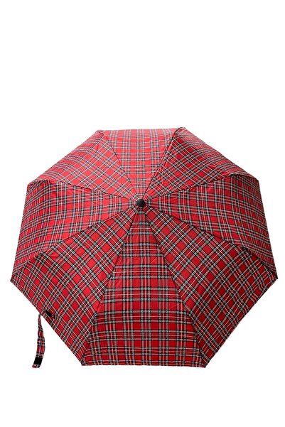 Marlux Kırmızı Ekose Desenli Otomatik Kdın Şemsiye 709851