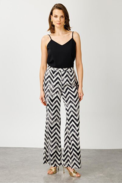 Moda İlgi Modailgi Zikzak Emprime Desenli Pantolon - 7547 Orijinal