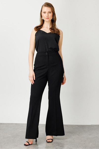 Moda İlgi Pantaloni clasici negri Modailgi cu buzunare laterale - 5031