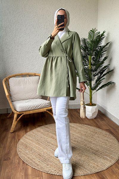 Salih Çelebi 2156 Model Front Tie Cap - Matt Khaki
