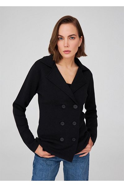Peraluna Blazer cu croială clasică din plasă de oțel Jachetă pentru femei - neagră