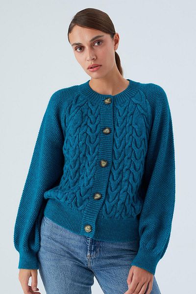 Peraluna سترة نسائية محبوكة بأزرار وفضفاضة من May Cardigan - باللون الفيروزي