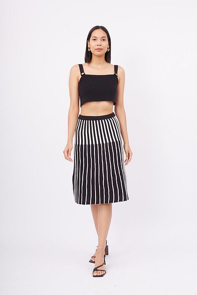 Peraluna Fusta A-Line cu dungi Jule Skirt - Negru_ecru