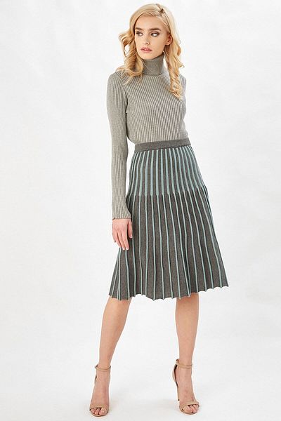 Peraluna Fusta A-Line cu dungi Jule Skirt - Gri_verde