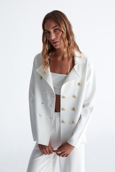 Peraluna Katherine Styleboom Blazer - Steel Knit, Buttoned, Classic Cut, Knitwear Jacket - Ekr