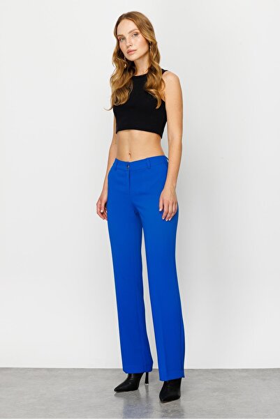 Moda İlgi Modailgi Yan Cep Nervürlü Takım Pantolon Saks